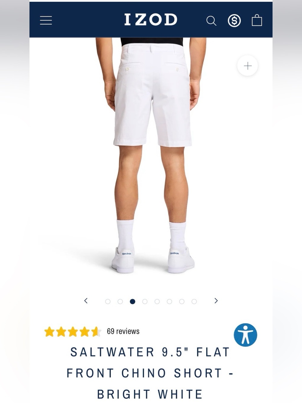 Izod White  Flat front Chino shorts Salt  Water Sz.  30 - Picture 2 of 8
